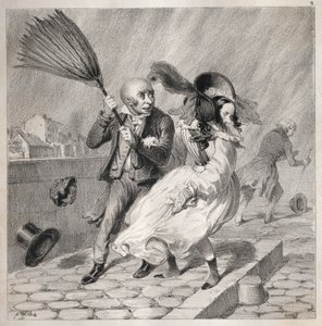 Bambochades: Kan du se, at mit barometer er i godt vejr!...det er en rig tid for..., 1841. af Clémente Pruche