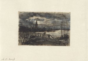 Udsigt over en kanal i en by af Coen Metzelaar
