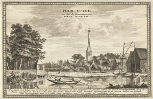 Udsigt over Voorburg Voor-burgh på romernes tid kaldet Forum Hadriani (titel på objekt) af Coenraet Decker
