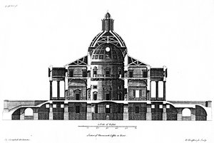 Udsnit af Mereworth Castle i Kent, indgraveret af H. Hulsbergh, ca. 1722-24 af Colen Campbell