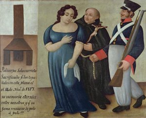 Policarpa Salavarrieta (La Pola) på vej til henrettelse i Bogota den 14. november 1817 af Colombian School