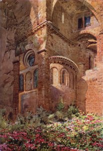 Sacro Speco med Roseto, apsis i det nederste kapel, Subiaco af Commendator Formilli