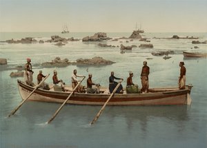 Bådsmænd, Jaffa, Israel, ca. 1890-1906 (fotokromtryk) af Company Photoglob
