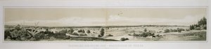 Panorama over byen New Braunfels, Texas taget fra den sydvestlige side i sommeren 1847 af Conrad Caspar (after) Rordorf