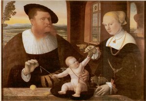 Dobbeltportræt af Justinian von Holzhausen og hans kone Anna, født Fürstenberg af Conrad Faber von Kreuznach