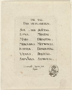 Titelblad, fra Der VII Planeten af Conrad Meyer