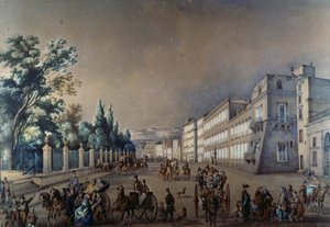 Chiaias Riviera og Villa Reale (olie på lærred)
