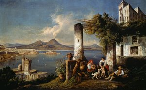 Napoli set fra Posillipo (olie på lærred)