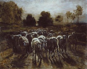 Flock of the Sheep, eller The Return of the Flock (olie på lærred)