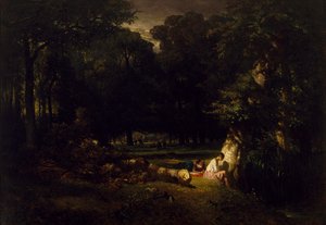 Badegæsterne (Rydning i skoven), 1842 af Constant Emile Troyon