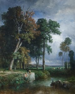 Fiskerne, ca. 1850 (olie på lærred) af Constant Emile Troyon