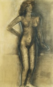 Stående nøgen; Nu Debout - Standing Nude, ca. 1945 (kul og pastel på papir)