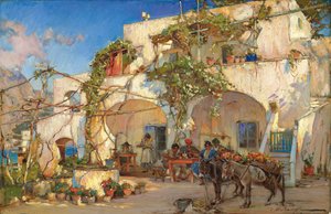 At the Tavern (olie på lærred) af Constantin Alexandrovich Westchiloff