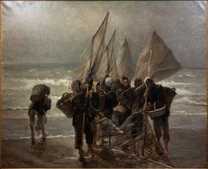 Rejejagter ved Mariakerke af Constantin Emile Meunier