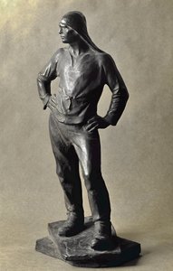 Langstrandmanden i Antwerpens havn (bronzeskulptur