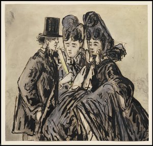 En gentleman og to damer, 1860