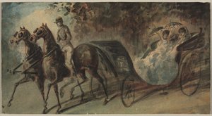 Vogn i Bois de Boulogne, 1800-tallet. af Constantin Guys