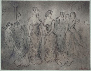 Indendørsscene fra et bordel, kvinder og mænd, ca. 1875 af Constantin Guys