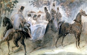 Den elegante hest og ryttere, c1822-1892 af Constantin Guys