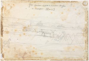 War Encampment Scene verso, 1800-tallet. af Constantin Guys