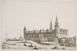 Danish: Kronborg set fra den nordvestlige side af Constantin Hansen
