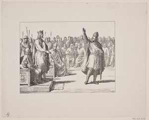 Illustration til Svend Grundtvig, "Marsk Stig: Dansk Folkevise Fra 13de Aarhundrede", 1861 af Constantin Hansen