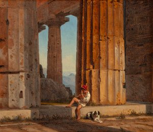 Udsigt over Poseidon-templet i Paestum af Constantin Hansen