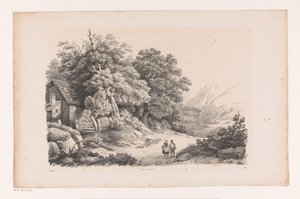 Landskab med to figurer på en landevej The Landscape (serietitel) af Constantinus Cornelis Huysmans