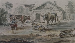 Kvæg står foran et sommerhus