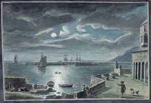 The Harbor and the Cobb, Lyme Regis, Dorset, af Moonlight