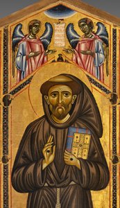 Bardi St. Francis altertavle og tyve historier om hans liv, Bardi-kapellet, Detalje af helgenen og englene