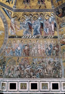 The Last Judgment Down Satan fortærer fandens sjæle - Detail of the mosaics, ca1270