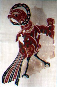 Stof med ørne (linned og uld) af Coptic