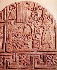 Stela, der forestiller badningen af Jesusbarnet af Coptic Coptic