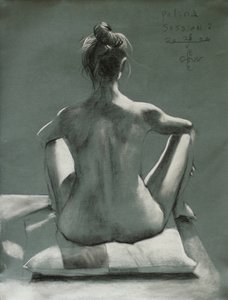 Elegant siddende nøgenmodel af Corné Akkers