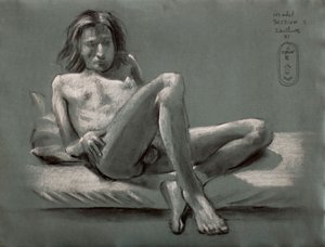 Studie af en liggende mandlig figur af Corné Akkers
