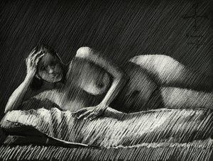 Skuggede kvindelige nøgenfigur