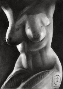Surrealistisk hybrid kvindefigur af Corné Akkers