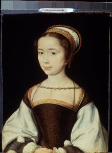 ""Portræt af en ung kvinde"" Maleri af Corneille De Lyon (Corneille Of The Hague) (1500/1510-1574) 1530 Cirka Dim. 20x15,5 cm Sankt Petersborg, Eremitagemuseet