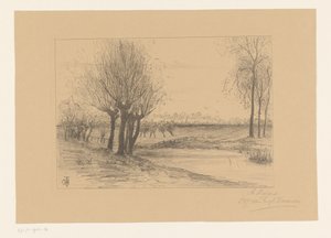 Eng med pilepile I Zeeland (titel på objekt) af Cornelia Christina Johanna van Trigt Hoevenaar (signed by artist)
