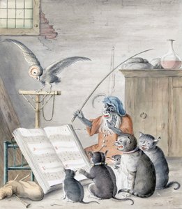 Kattekoncert (gravering) af Cornelis (after) Saftleven