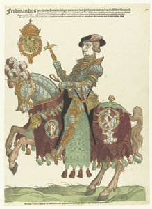 Portræt af Ferdinand I af Østrig til hest af Cornelis Anthonisz. (manner of)