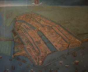Udsigt over Amsterdam i fugleperspektiv af Cornelis Anthonisz.