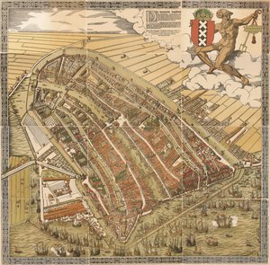 Det store kort over Amsterdam i 1544 af Kornelis Antoniszoon ... der hører til den femte del af Amsterdams historie / af J. Ter Gouw, fotograferet efter den originale... af Cornelis Anthonisz.