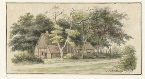 Gård blandt træer af Cornelis Bernardus Buijs