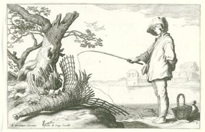 Den unge fisker Fire pastorale scener (serietitel) af Cornelis Bloemaert (II) (possibly)