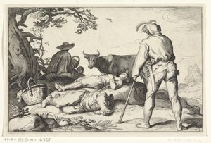 hyrder Fire pastorale scener (serietitel) af Cornelis Bloemaert (II) (possibly)