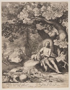 Johannes Døberen i et landskab af Cornelis Bloemaert