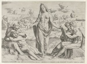 Opfindsomhed belønner flid og straffer dovenskab af Cornelis Bos (attributed to)