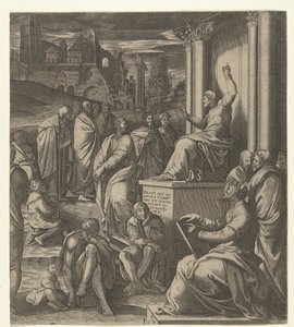 Kristus prædiker for folket af Cornelis Bos (possibly)